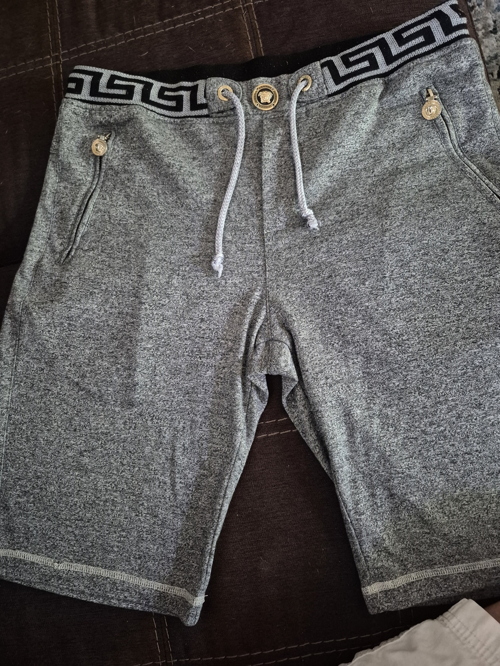 Versace JeansCouture Gray Knit Drawstring Shorts